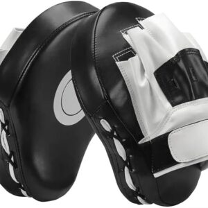Leosportz Boxing Pads Kickpads for MMA - Maya Thigh Kickpad Curved and Thick Boxing Target Pads | Focus Pads with Adjustable Wrsit Wrap (White, 3)